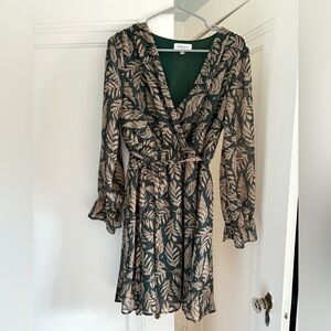 Gilli Long Sleeve Dark Green and Tan Dress size M | Thanksgiving Holiday Dress